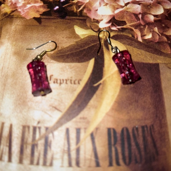 Glass beaded teardrop earrings 90’s style - Picture 3 of 7